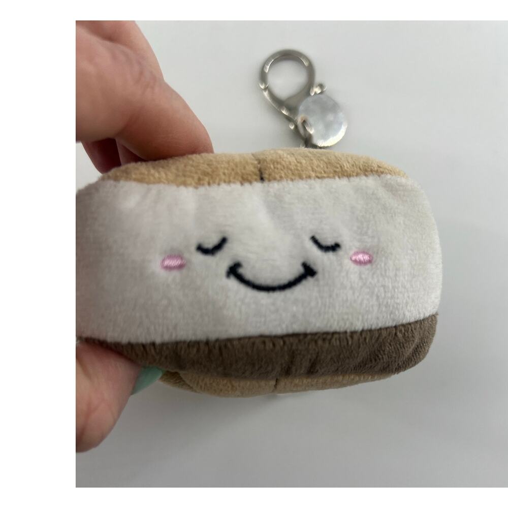 Mini Squishable Micro Smore Key Chain White Brown Collectible Stuffy Marshmallow